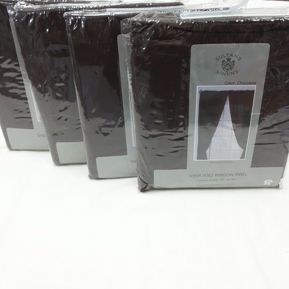 Sultan's Linens Sheer Voile Window 4 Panels Choclate Brown 59"X 84" Rod Pocket - Picture 2 of 3